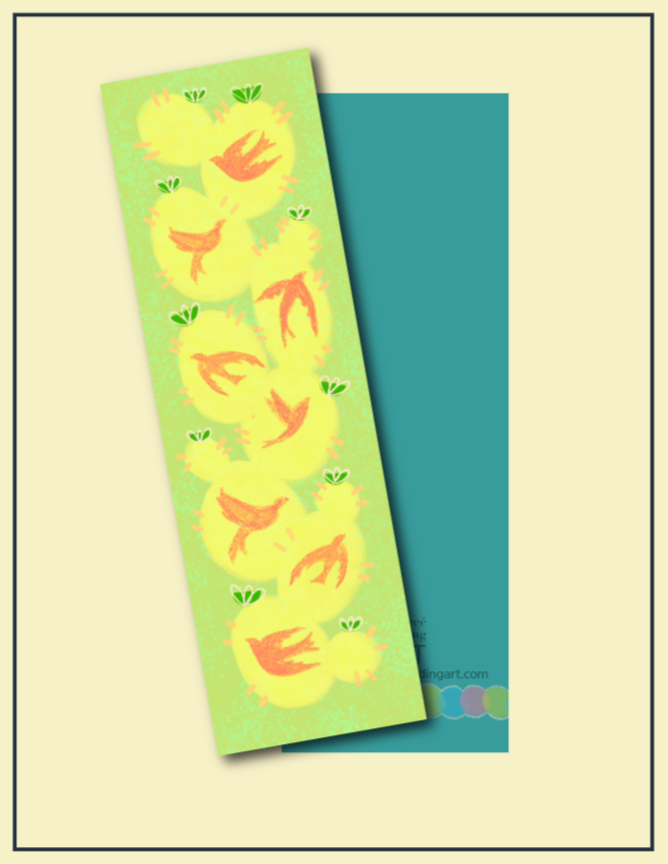 Green/Orange Birds/Cactus Bookmark