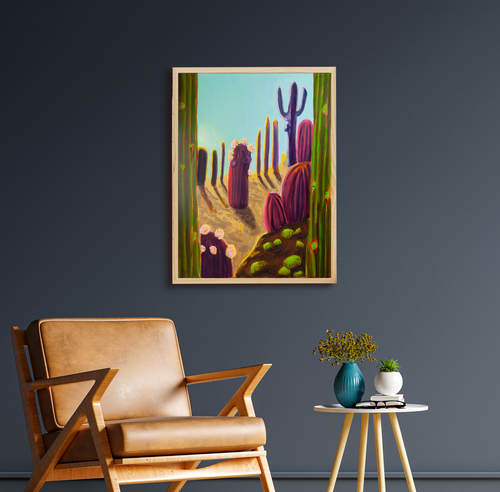 "Between Two Cactuses" Original Painting