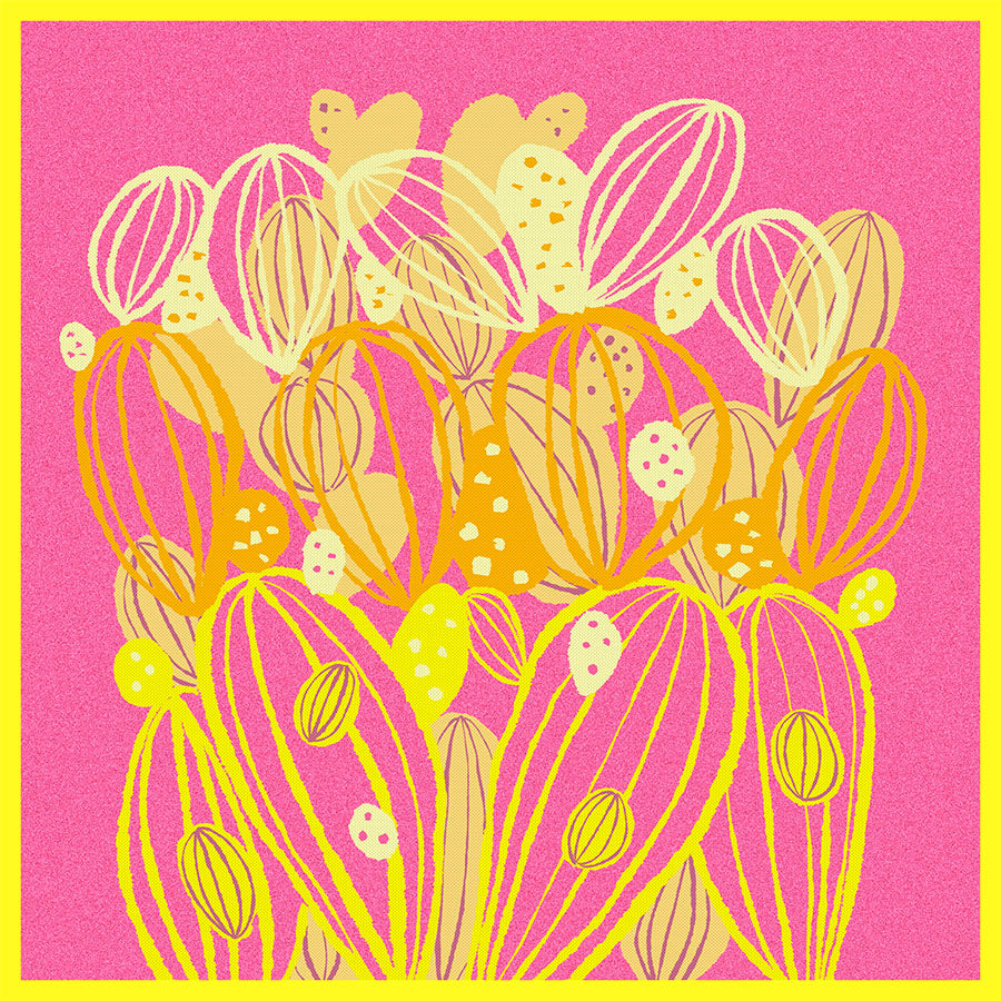 Pink/Yellow Bright Cactus Poster