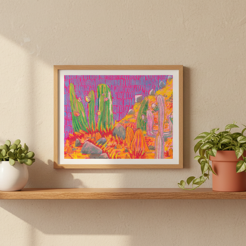 Pink/Green/Neon Desert Landscape