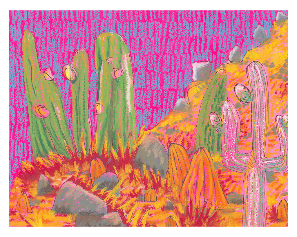 Pink/Green/Neon Desert Landscape