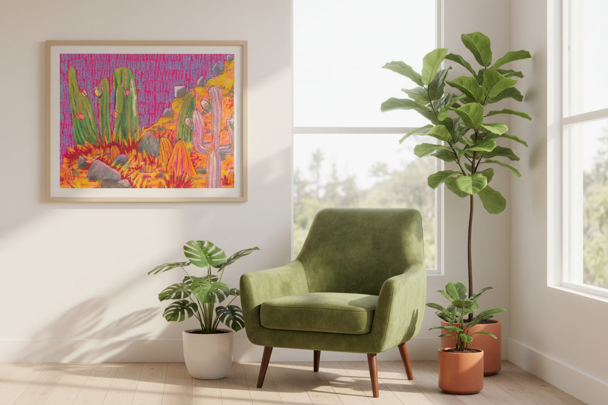 Pink/Green/Neon Desert Landscape