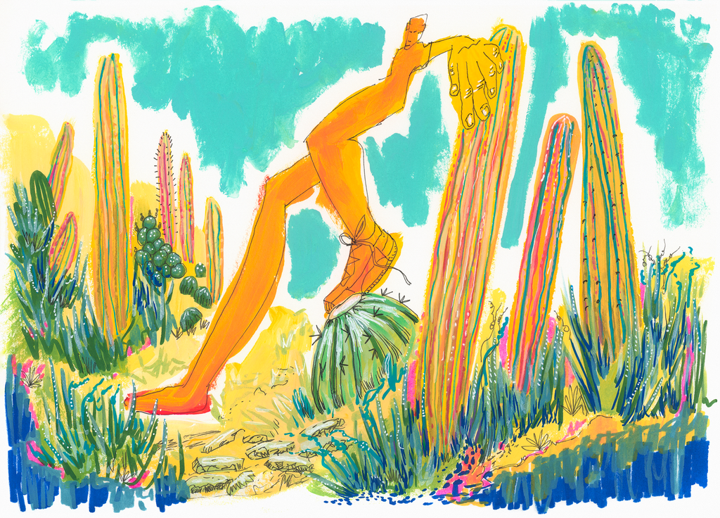 Desert Landscape-Orange Figure-Energy Art Print