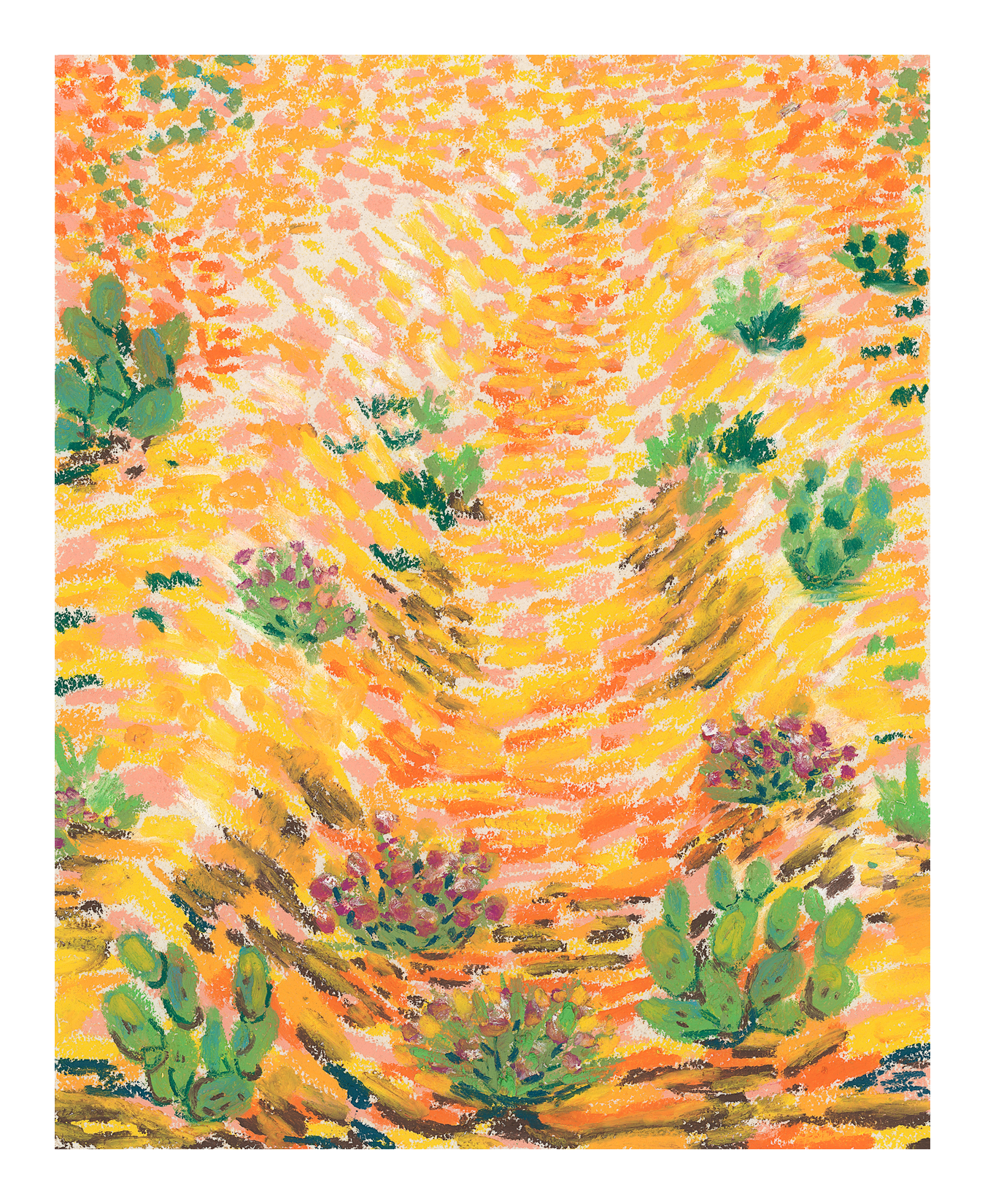 Yellow/Orange Field with Cacti (Impressionist)