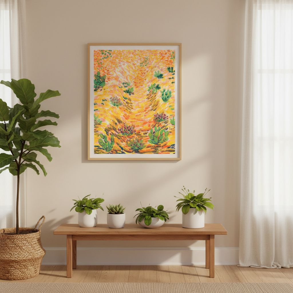 Yellow/Orange Field with Cacti (Impressionist)