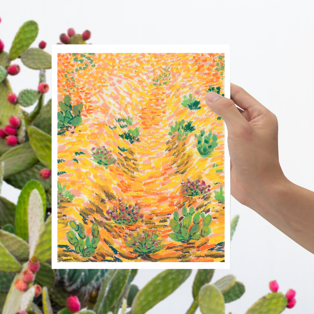 Yellow/Orange Field with Cacti (Impressionist)