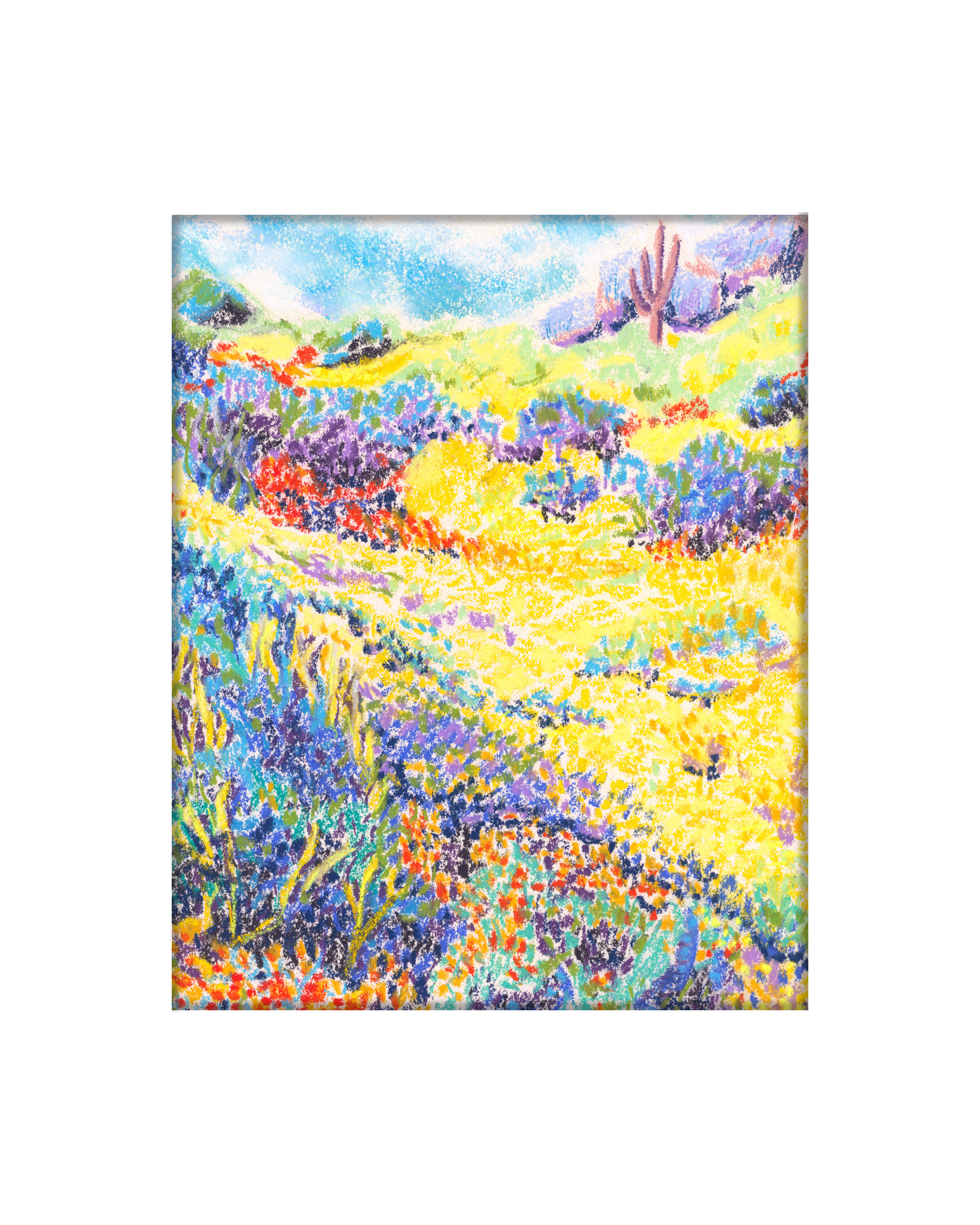 Yellow and Purple Field with Seguaro (Impressionist)