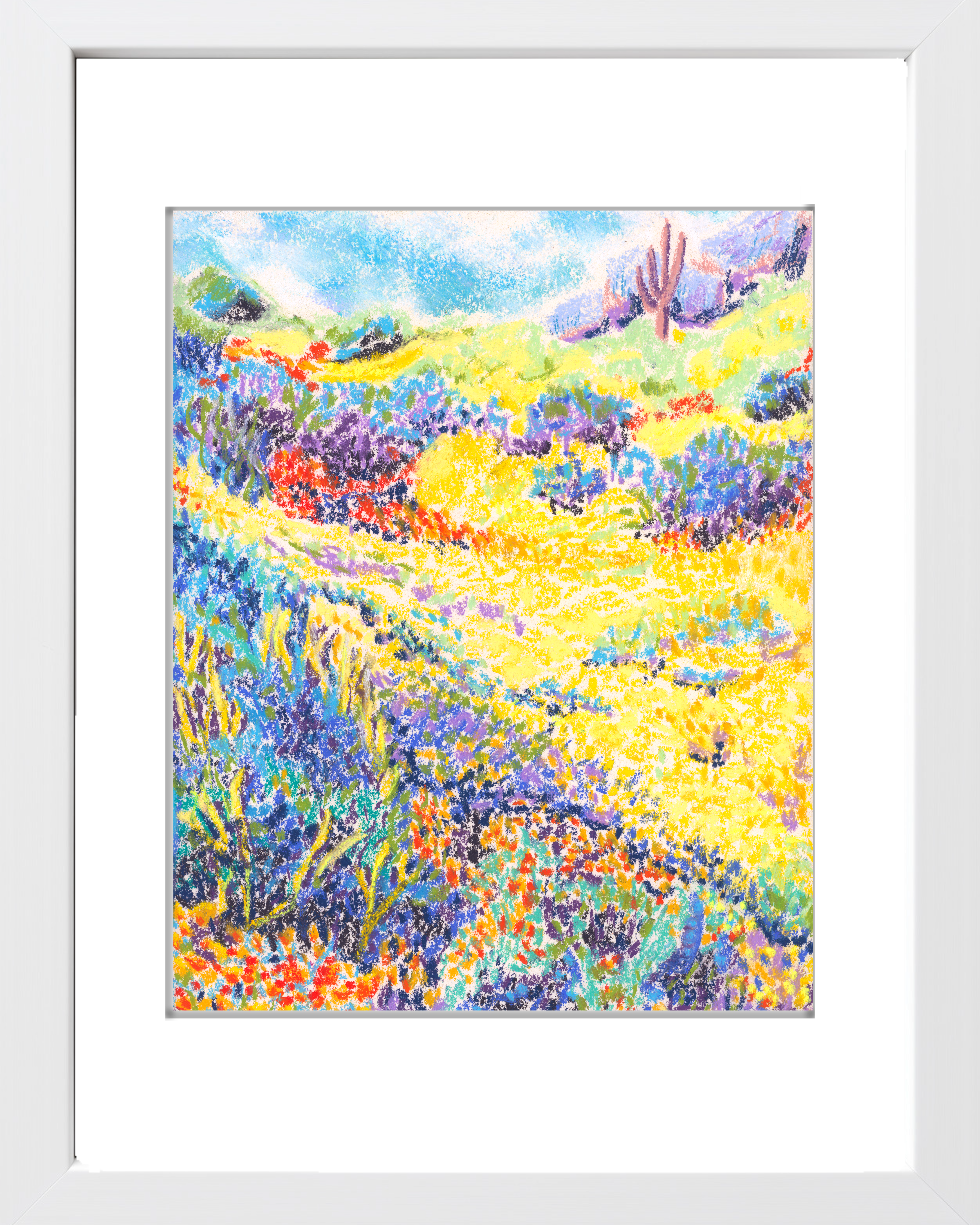 Yellow and Purple Field with Seguaro (Impressionist)