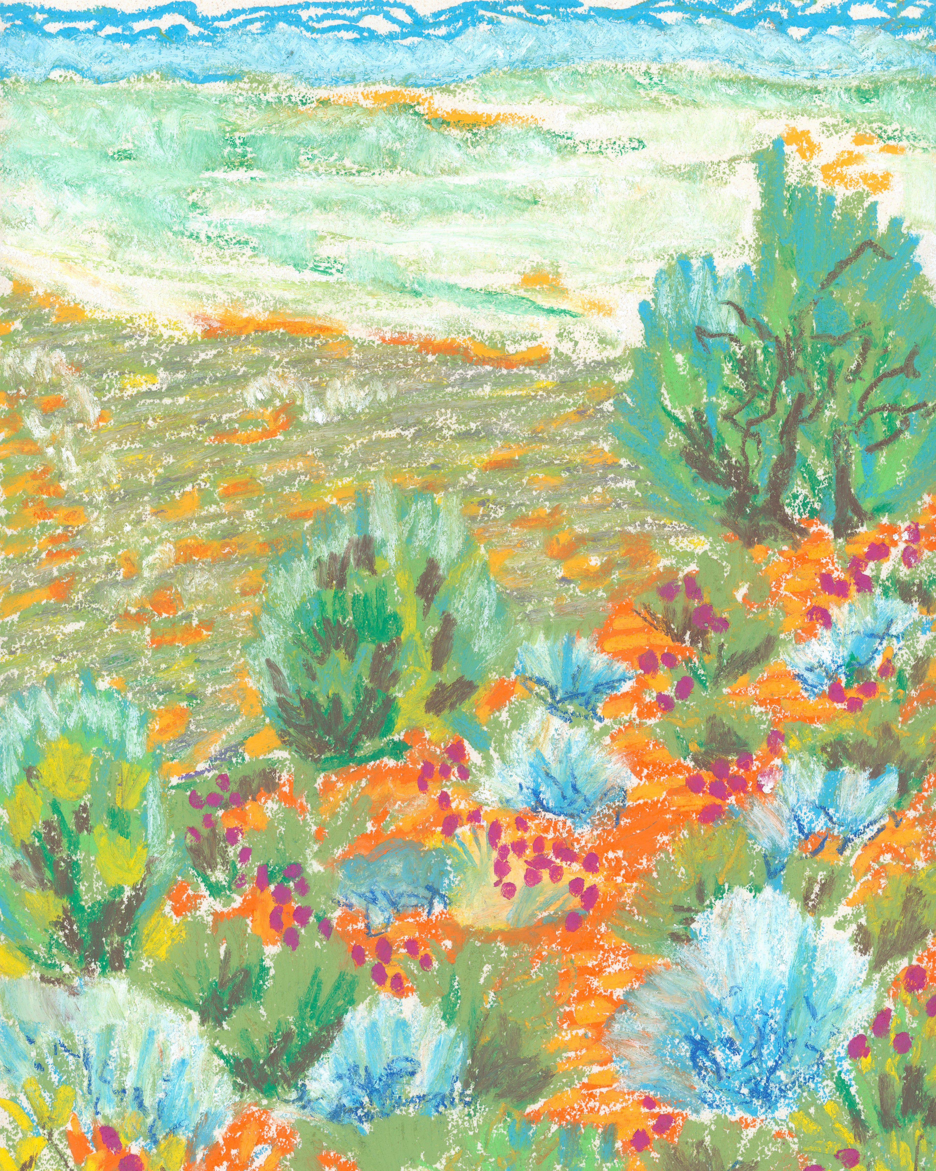 Olive Green Brush Landscape (Impressionist)