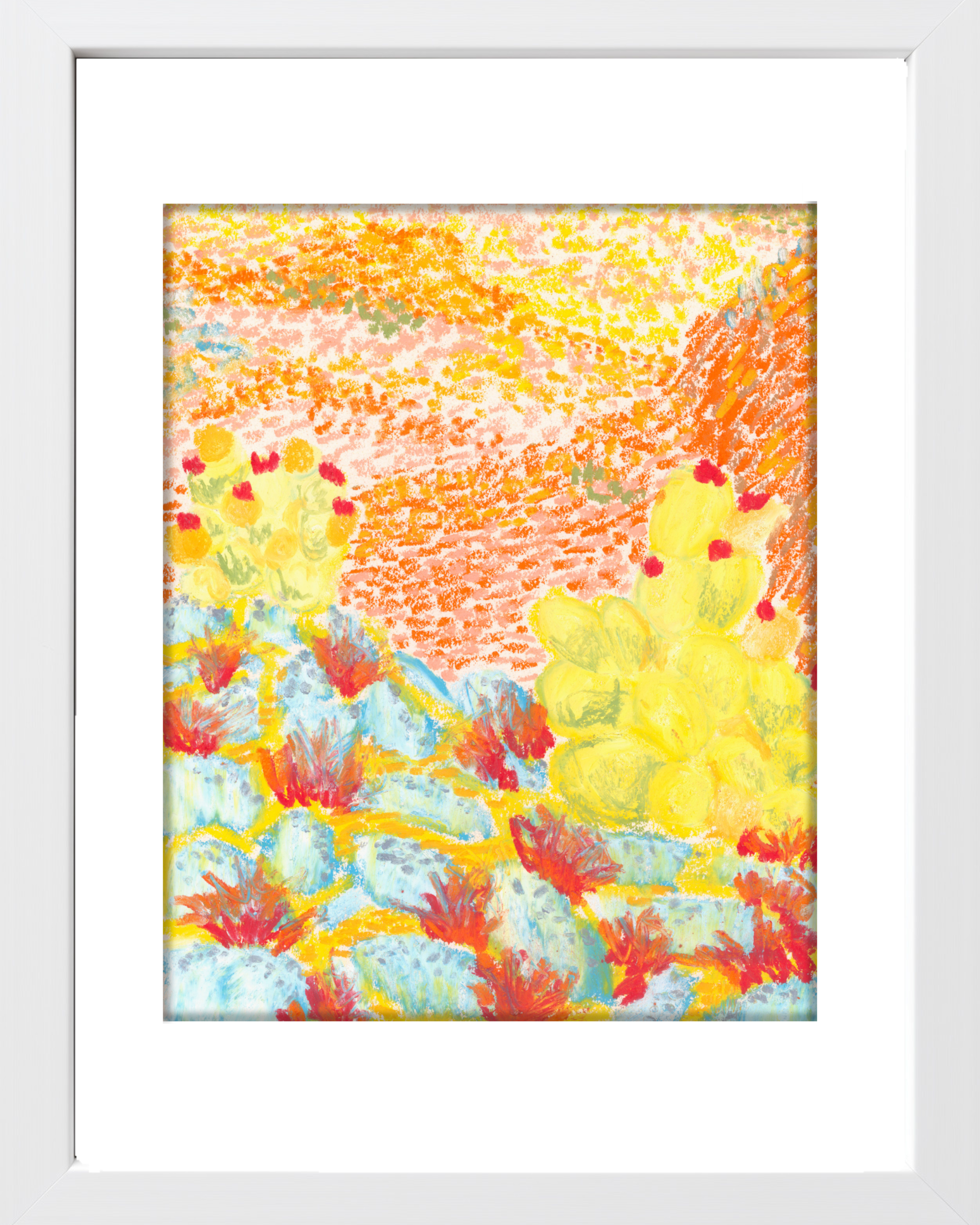 Orange/Yellow Cactus Landscape (Impressionist)