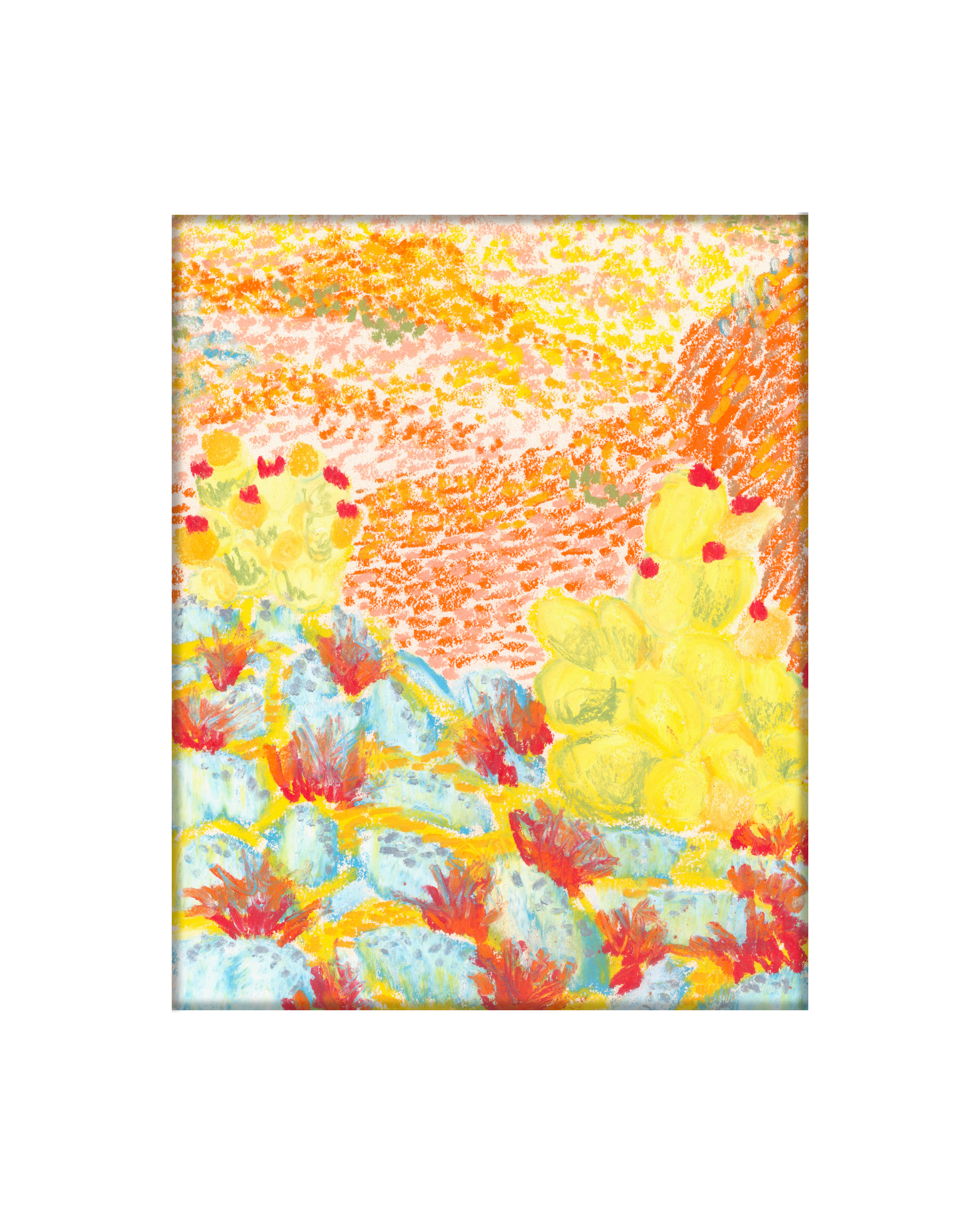 Orange/Yellow Cactus Landscape (Impressionist)
