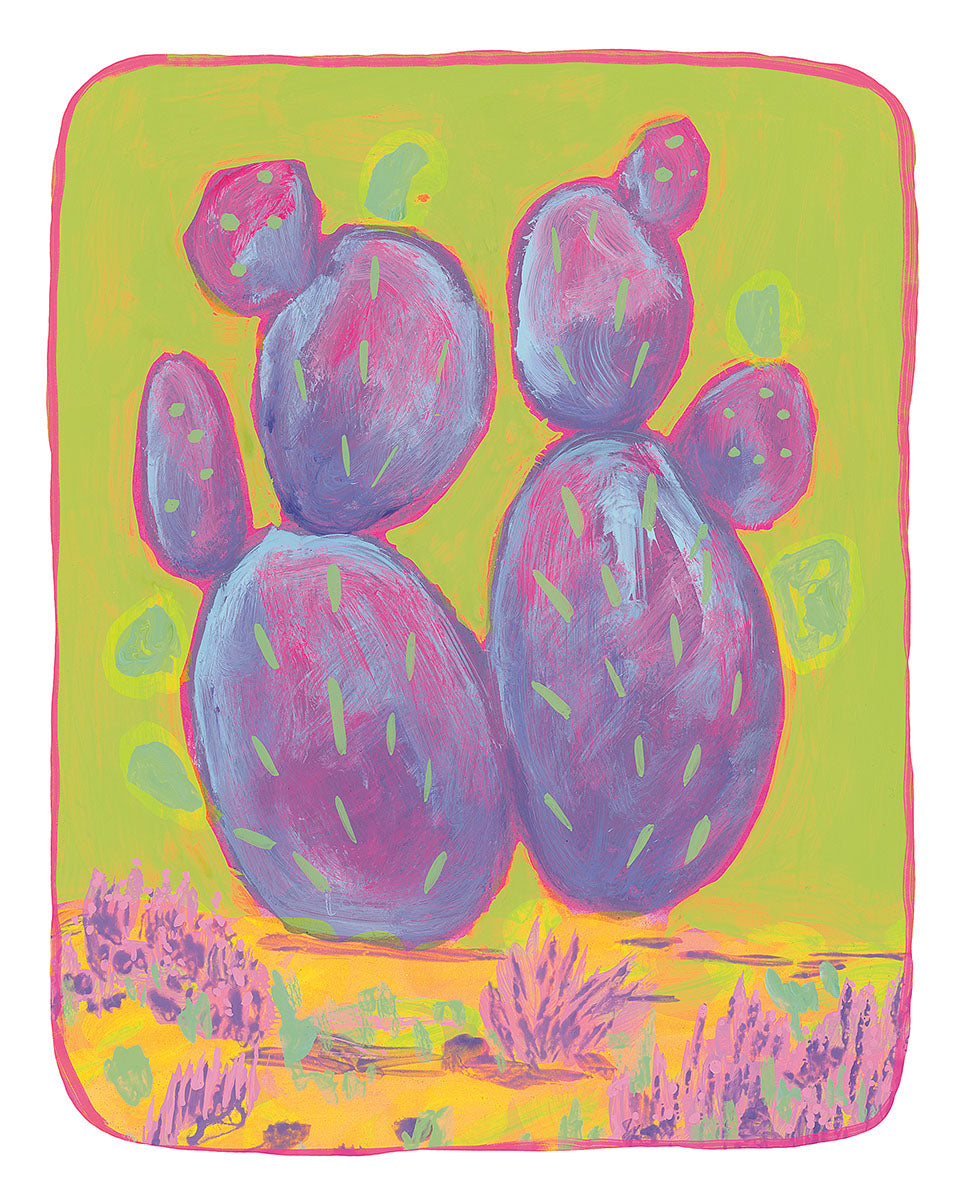 Olive Green and Purple Cactus Poster