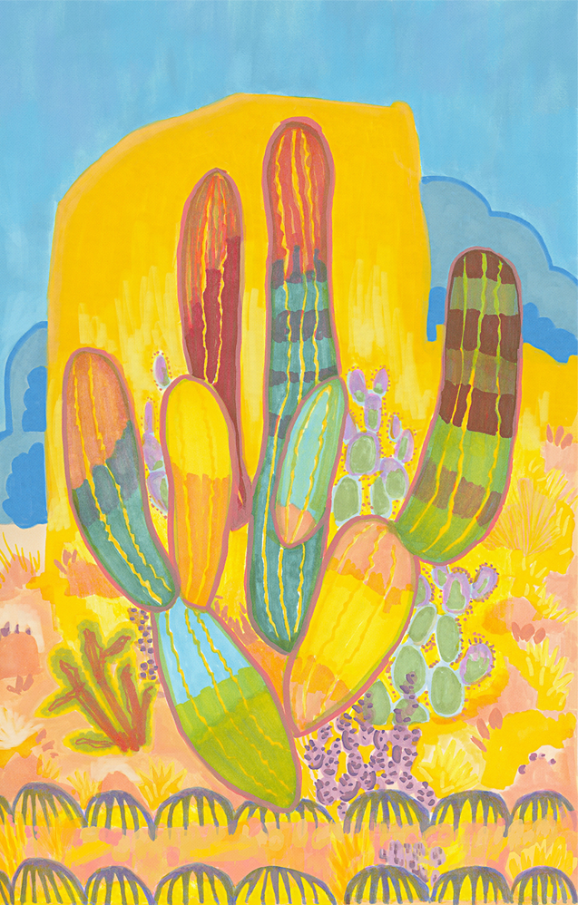 Multicolor Stripey Cactus Poster