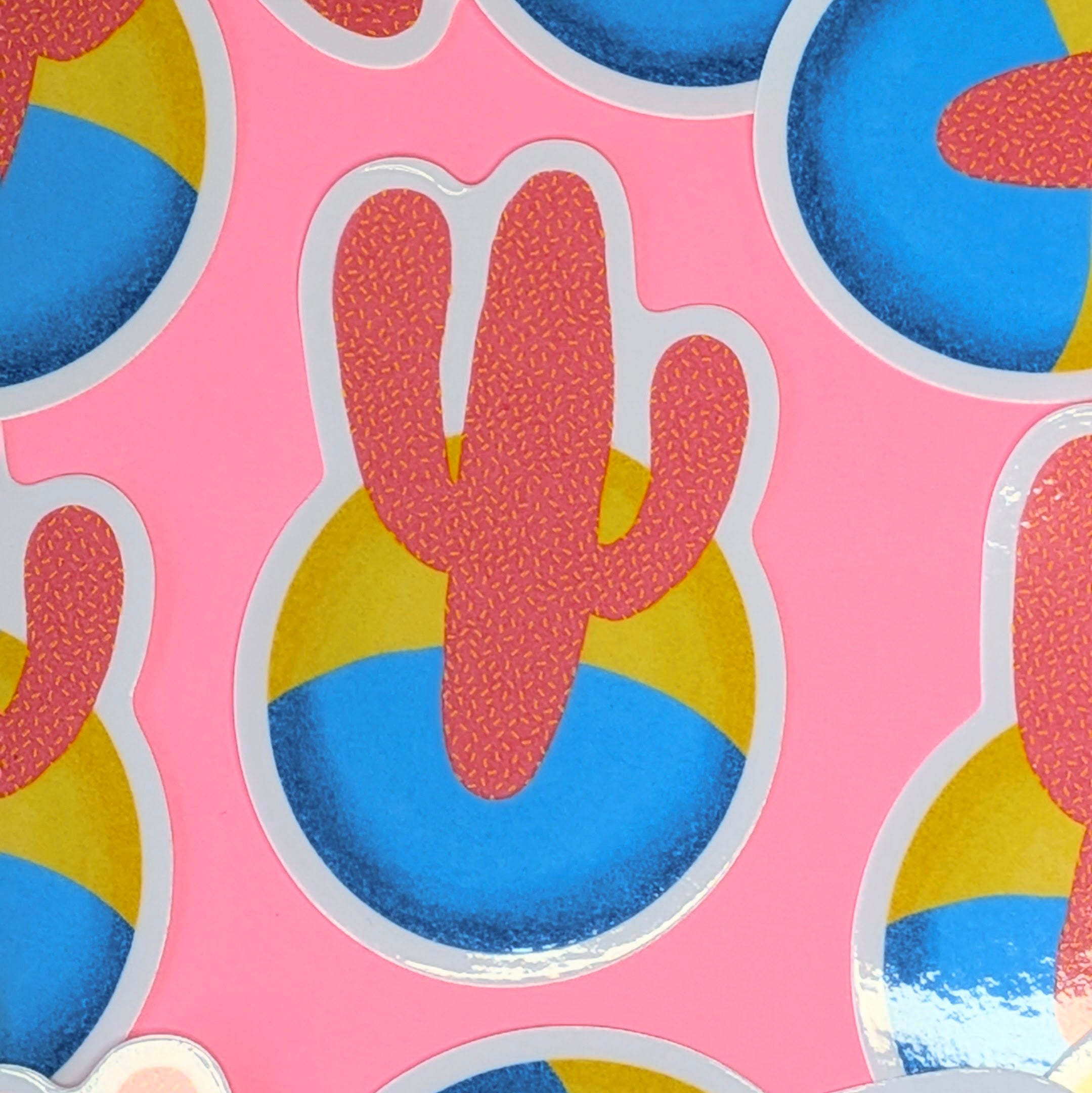 Pink Saguaro with sunset Sticker
