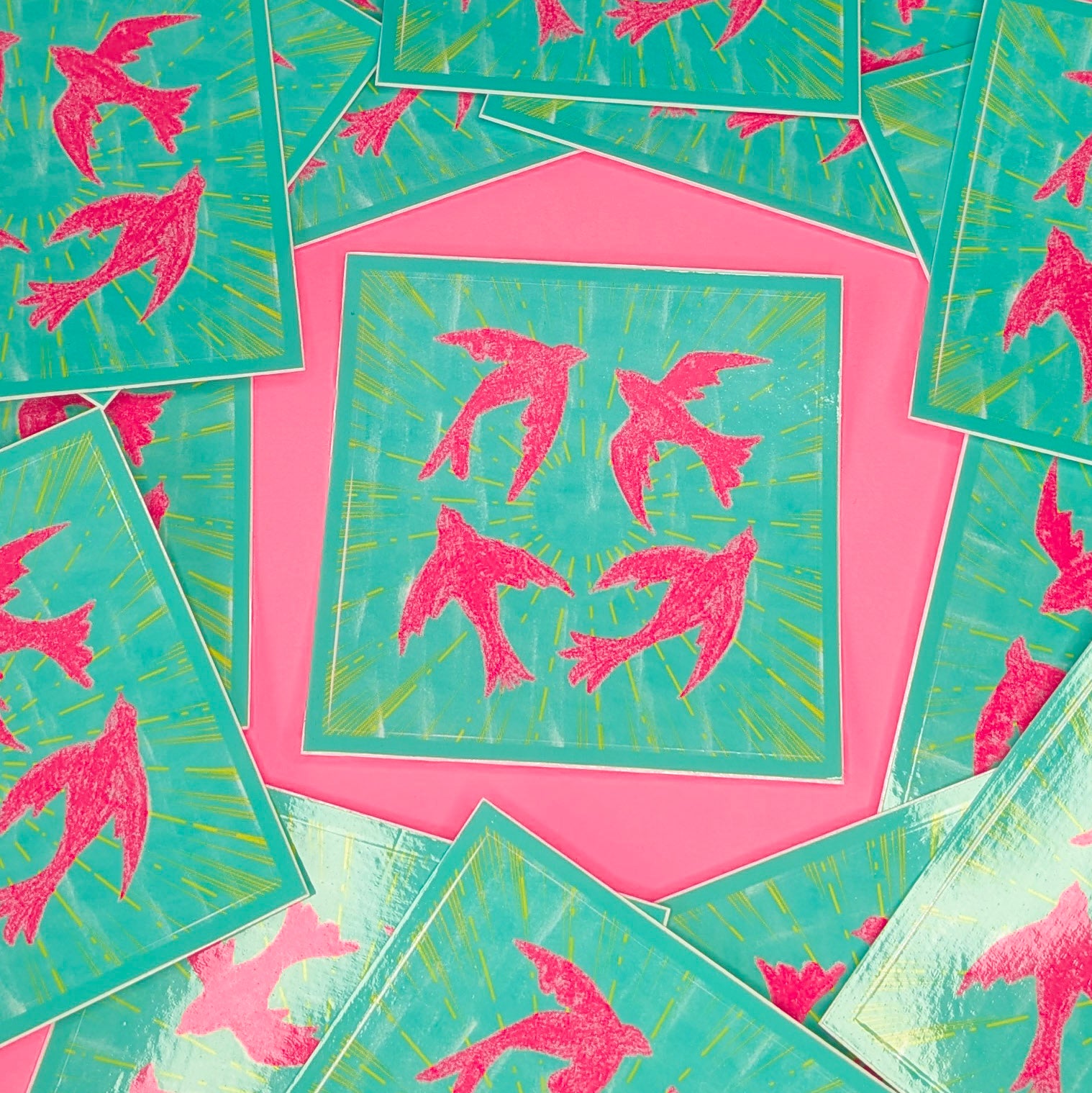Pink Birds in a Circle(Sticker)