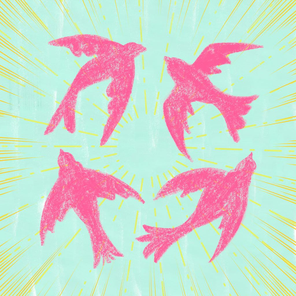 Pink Birds in a Circle(Sticker)
