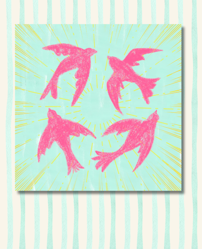 Pink Birds in a Circle(Sticker)