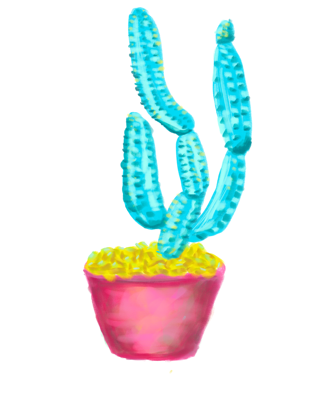 Blue Cactus in a Pot (Sticker)