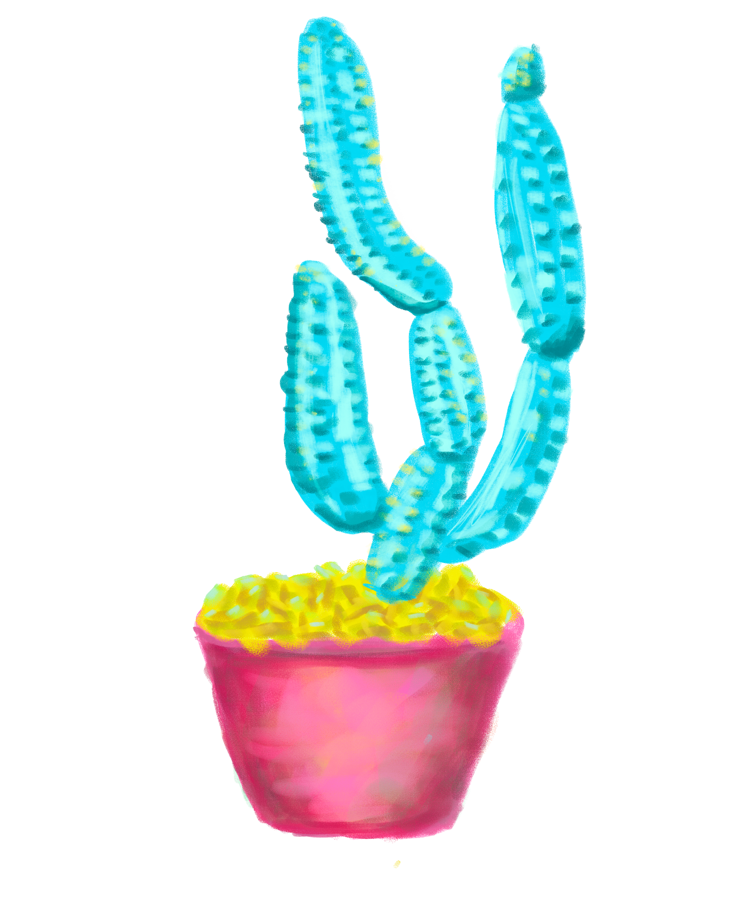 Blue Cactus in a Pot (Sticker)
