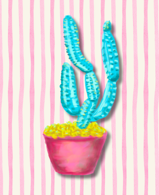 Blue Cactus in a Pot (Sticker)