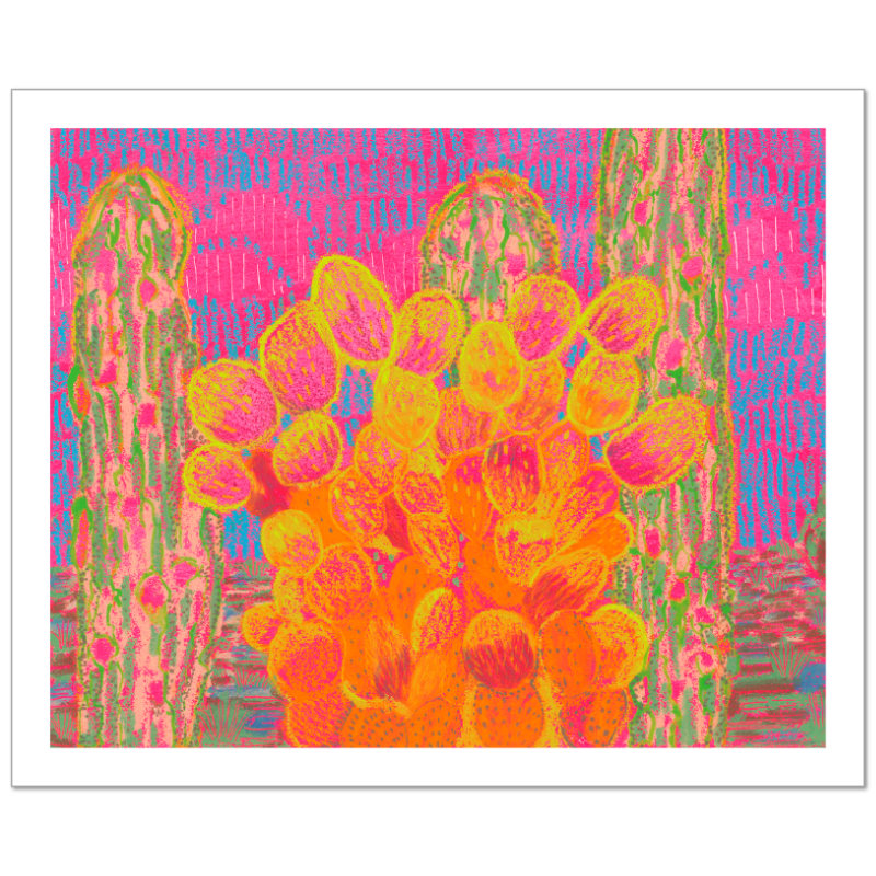 Bright Pink/Orange Cactus-Maximal Art Print