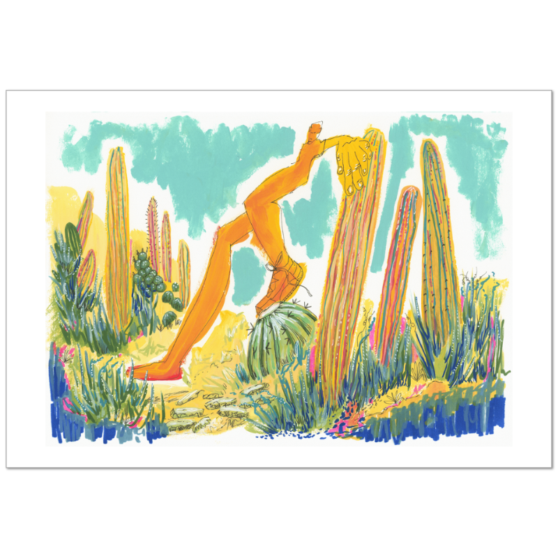 Desert Landscape-Orange Figure-Energy Art Print